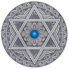 NEW :: JEWISH Mandala Art 3 Oz Silver Coin 10$ Fiji 2024 - Star of David, used for sale  Shipping to South Africa