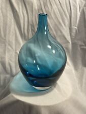 Ikea styl połowy wieku średni 8" wazon ze szkła artystycznego turkusowy niebieski na sprzedaż  Wysyłka do Poland