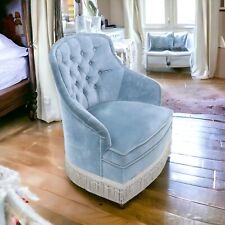 Used, Turquoise French Tub Bedroom Chair Button Upholstery  FREE Nationwide Delivery for sale  Shipping to South Africa