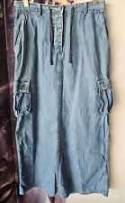 Saia maxi jeans American Eagle Outfitters bolsos de carga tamanho 6 fenda traseira Y2K comprar usado  Enviando para Brazil
