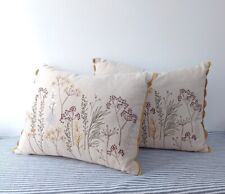 Used, 2 Pretty Scatter Cushions Cream With Stitched Flowers Seedheads Sainsburys Home for sale  Shipping to South Africa