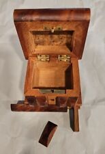 Quebra-cabeça vintage esculpido burl nogueira caixa de livro com compartimento secreto sem chave, usado comprar usado  Enviando para Brazil