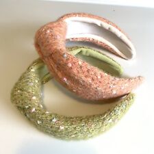 Adult Womens Fashion Headband Lot of 2 Top Knot Green Coral Tweed Like NEW for sale  Shipping to South Africa