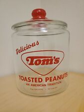 Vintage Tom’s Toasted Peanuts Glass Jar Clear Lid Red Handle Counter Display for sale  Phoenix