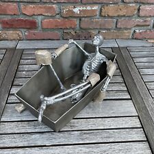 Pottery Barn Skeleton Coffin Party Bucket Pewter Silver Broken Leg Read NWOB for sale  Shipping to South Africa