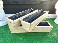 Wooden Planter Trough Planting Box Garden Plant Pot 90cm Length Window Box  for sale  Shipping to South Africa