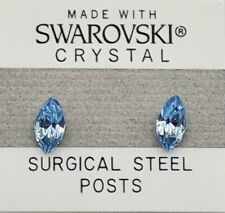 Light Blue Oval Stud Earrings 10mm Crystal Made with Swarovski Elements for sale  Shipping to South Africa