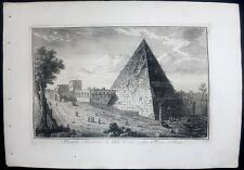 Usado, Stampa antica Roma Piramide caio cestio giuseppe vasi veduta 1773 ostiense comprar usado  Enviando para Brazil
