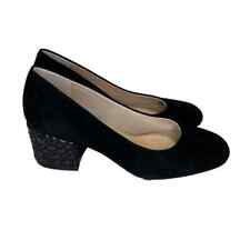 Sacha London Women's Black Suede Pump Detailed Heel Sz 7.5 Square Toe Comfort , used for sale  Shipping to South Africa