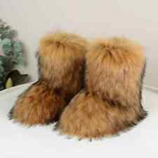Sapatos de inverno difusos pele macia botas de neve forro de pelúcia borracha liso calçado quente, usado comprar usado  Enviando para Brazil