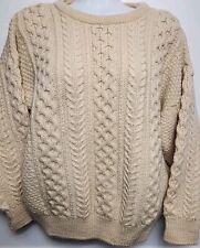 Used, Vtg  100% Wool Fisherman  Sweater Medium Ivory Cable Knit Pullover Thick Soft for sale  Shipping to South Africa