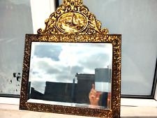ANTIQUE VINTAGE BEVELLED MIRROR ORNATE EMBOSSED BRASS FRAME for sale  Shipping to South Africa