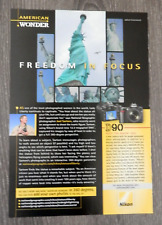 Used, 2008 PRINT AD, Nikon Camera, D90, "Freedom in Focus", Statue of Liberty for sale  Shipping to South Africa