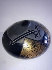 Toland Peter Sand, vaso de arte de vidro soprado década de 1980, preto, ouro dicróico jateado, usado comprar usado  Enviando para Brazil