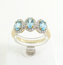 9ct Gold Apatite Ring Diamond  Hallmarked size P with Gift Box for sale  Shipping to South Africa