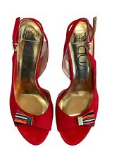 ERROL ARENDZ DUSUD Red Suede Leather Peep Toe Sling Back Stilettos US Size 10, used for sale  Shipping to South Africa
