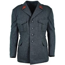 Genuine Swiss army wool jacket Switzerland military issue surplus uniform grey myynnissä  Leverans till Finland