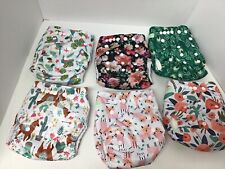 Baby Cloth Pocket Diapers 6 Pack + 6 Bamboo Inserts Washable Reusable W/WetBag for sale  Shipping to South Africa