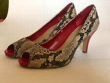 NWD Women Bandolino Python Print Red High Heels L 9M R 9.5M Pumps Open Toe, used for sale  Shipping to South Africa