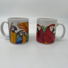 Par de tazas de café firmadas Blue Guacamaws and Red Guacaws Angelitos 1992 segunda mano  Embacar hacia Argentina