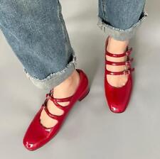 Sapatos femininos de couro envernizado Mary Janes salto bloco fivela biqueira quadrada Lolita bomba comprar usado  Enviando para Brazil
