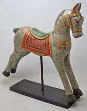 Estatueta de cavalo de madeira esculpida à mão em suporte fina pintada rústica comprar usado  Enviando para Brazil