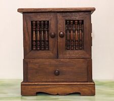 SOLID Wooden Tabletop Jewelry Cabinet Handcrafted Oak 4-Drawer 2-Door Ex Cond for sale  Shipping to South Africa