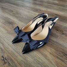 J. Renee Gabino Black Slingback Pump 10M Bow Point Toe Kitten Heel Event Wedding for sale  Shipping to South Africa