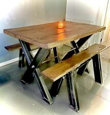 Solid 50mm Oak Dining Table Bench Steel **FREE DELIVERY** for sale  Shipping to South Africa