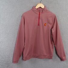 Used, Peter Millar Trojans Logo Shirt Mens Medium 1/4 Zip Long Sleeve Red Houndstooth for sale  Shipping to South Africa
