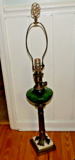 Lámpara de mesa italiana de bronce y vidrio verde vintage en funcionamiento con base de mable, usado segunda mano  Embacar hacia Argentina