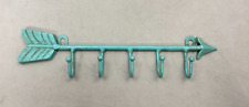 Aqua Blue Iron Arrow w/ 5 Hanging Hooks Wall Decor 12" Long FAST SHIP! for sale  Shipping to South Africa