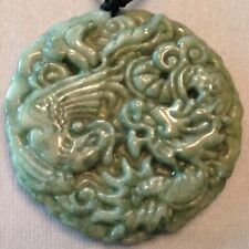 ~Certified Untreated  Carved  Jade / Jadite Pendant - Imperial Dragon & Phoenix , used for sale  Shipping to Canada