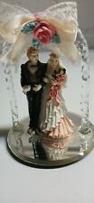 Vintage Bride Groom Porcelain Cake Topper with Glass Arch for sale  Shipping to South Africa