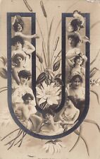 Hermoso Mujer ~ 1905 Giratorio Letra ''U'' Foto Tarjeta Postal, usado comprar usado  Enviando para Brazil