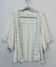 Usado, Cárdigan abierto boho boho con manga kimono de ganchillo blanco grande top anthropologie POL segunda mano  Embacar hacia Argentina