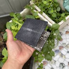 Black Genuine Stingray Pearl Lizard’s Leather Skin Bifold Wallet Card For Men for sale  Shipping to South Africa