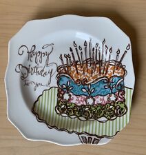Plato de postre cuadrado vintage de porcelana Rosanna de 8"" feliz cumpleaños para ti segunda mano  Embacar hacia Argentina