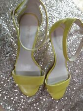 Nine West Open Toe Leisa Kitten Heel Pumps Shoes 7.5W Yellow Strap Ankle  for sale  Shipping to South Africa