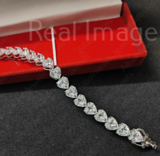 11 Ct Heart Cut Lab-Created Diamond Womens Tennis Bracelet 14K White Gold Plated for sale  Shipping to South Africa
