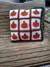 Used, Pumpkin Crochet Throw Pillow 18"X 18" Handmade for sale  Shipping to South Africa
