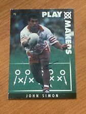 1995 Dynamic Rugby League Series 2 Playmaker Autograph Card John Simon for sale  Shipping to South Africa
