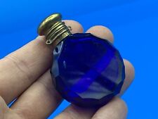 Antiguo Colgante de Cadena Botella de Perfume Botella de Vidrio Azul Cobalto Facetado en Miniatura segunda mano  Embacar hacia Argentina