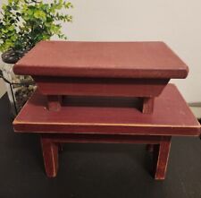 2 bancos de madeira pequenos vermelhos riser primitivo fazenda rústica bancadas mesas  comprar usado  Enviando para Brazil