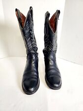 Used, Sanders Mexico Cowboy Boots, size 12 1/2 B, 11" tall, unknown leather Black  for sale  Shipping to South Africa