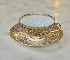 Taza de té y platillo marrón Westhead Moore Cauldon criado floral y dorado segunda mano  Embacar hacia Argentina