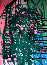 Litografía Jackson Pollock Estilo Gotas Pintura Abstracta Arte Color Verde Manera segunda mano  Embacar hacia Mexico