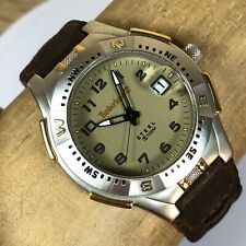 Relógio masculino Timberland Compass aço inoxidável mostrador prateado pulseira de couro marrom, usado comprar usado  Enviando para Brazil
