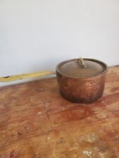 Vintage Rustic Copper Pot w/lid Handle aged Patina Small Saucepan French Pot MCM for sale  Shipping to South Africa