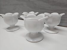 Vtg Xcell Footed Tulip Milk Glass Desert Compote Pedastal Bowls Ceramic 1970s  for sale  Shipping to South Africa